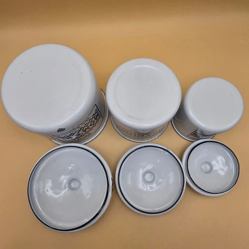 Vintage Mom's Kitchen Enamel Canister Set White Black Checkered 3 Piece Rustic